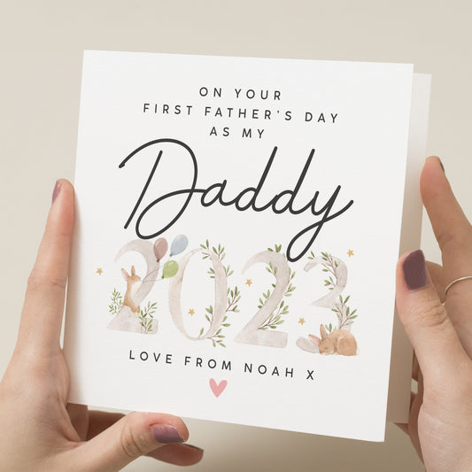 Personalised First Fathers Day 2023 Card, 1st Father&#39;s Day As My Daddy Card, 2023 Baby First Fathers Day Card, First Fathers Day Gift