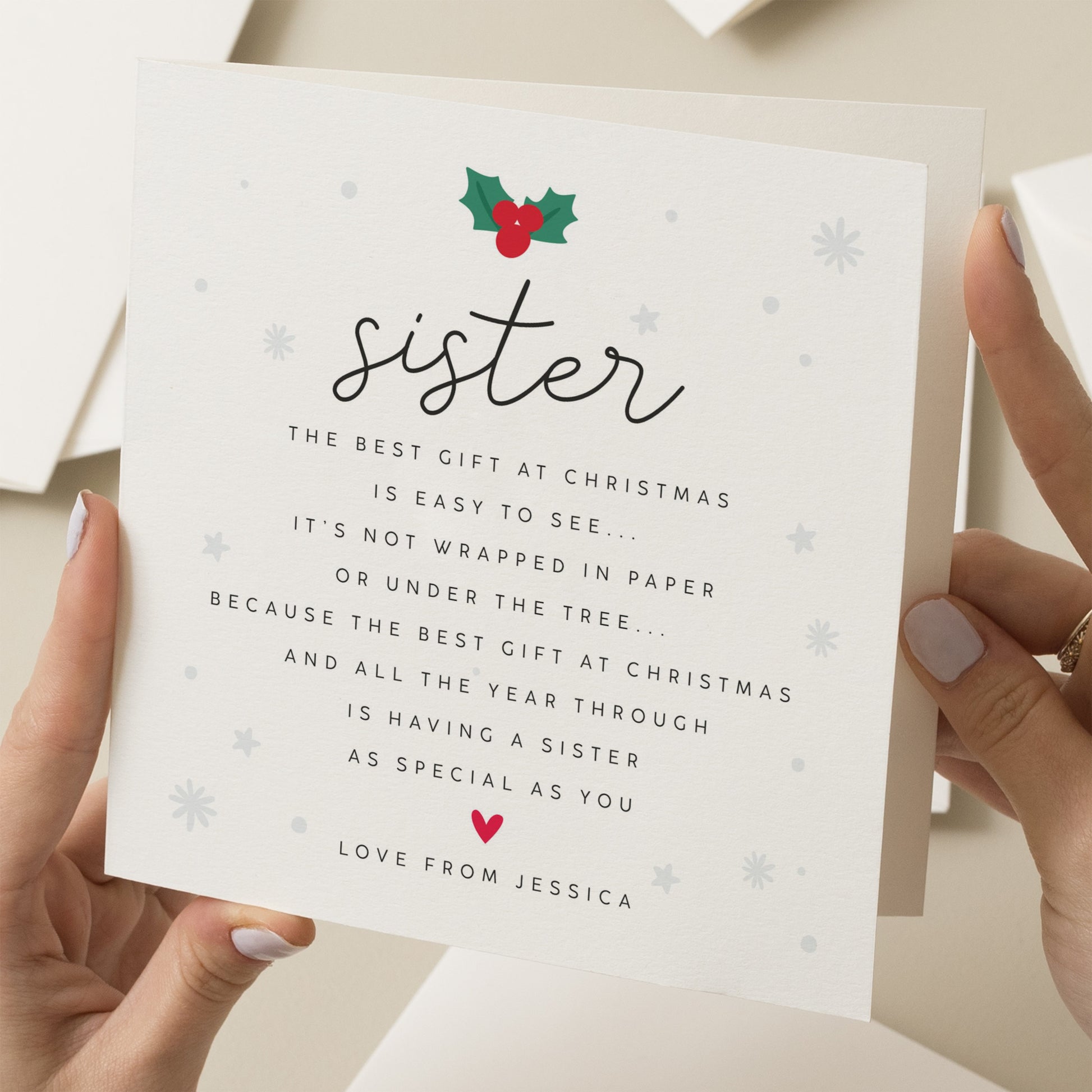 Christmas Card For Sister, Sister Christmas Poem Card, Special Christmas Card For Sister, Christmas Card Sister, Sister Xmas Card