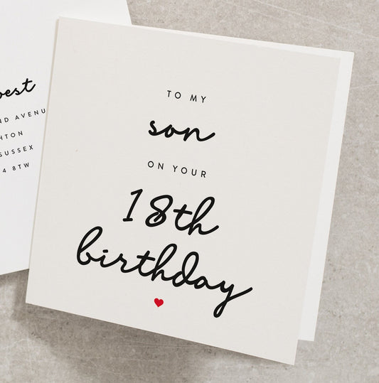 To My Son On Your 18th Birthday, Birthday Card For Son, Happy 18th Birthday Card, For Son, From Mum, From Dad, 18 Birthday Card BC408