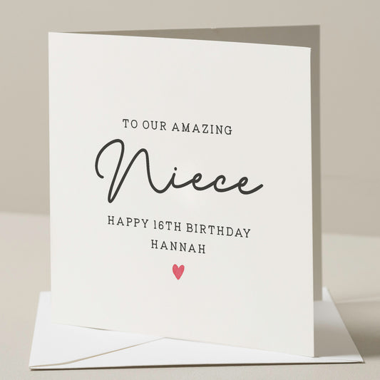 Personalised Birthday Card For Niece, 16th Birthday Card To Niece, Niece 16th Birthday Gift, Sixteenth Birthday Card For Niece