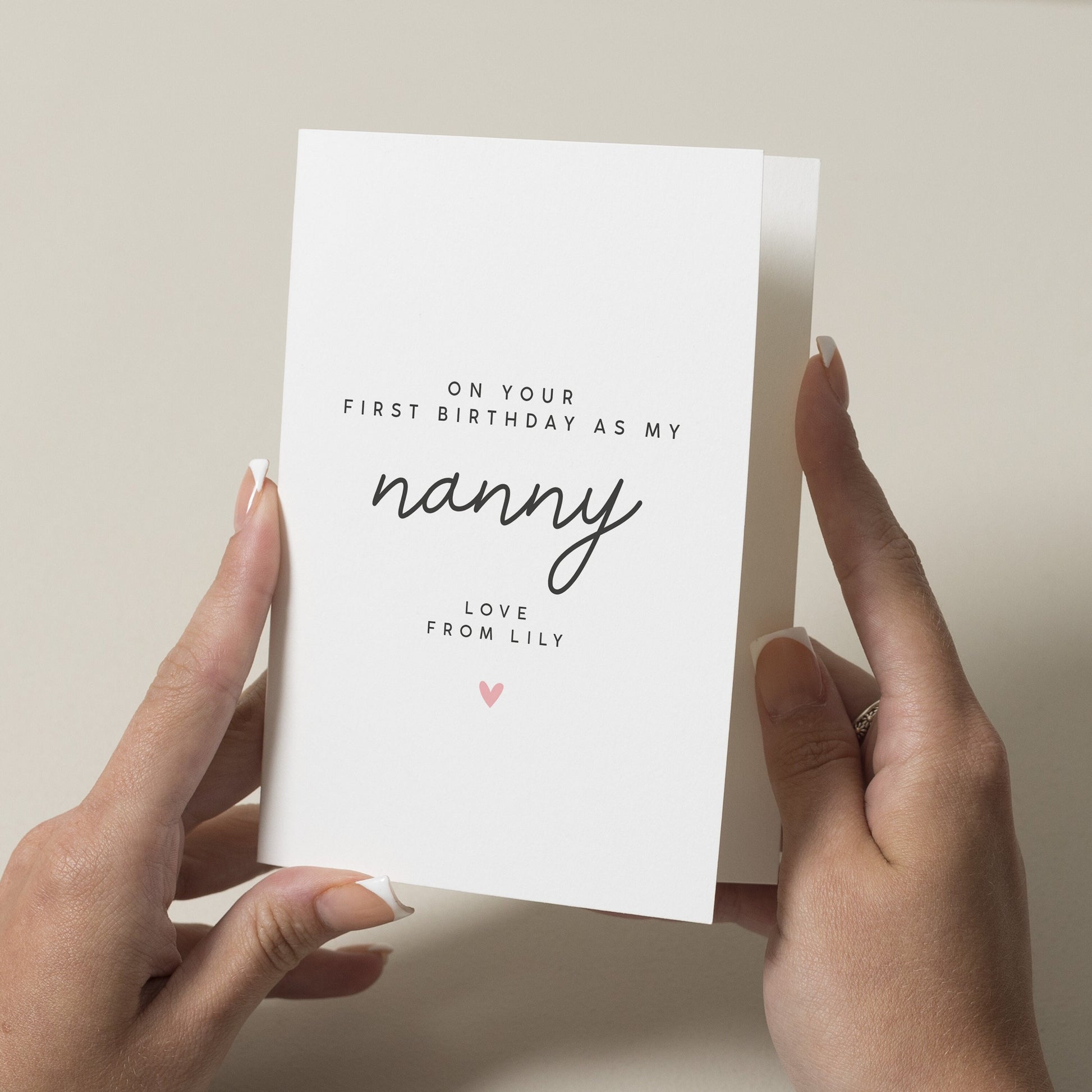 First Birthday Day As Nana, On Your First Birthday As My Nanny, Personalised Nanny Birthday Day Card, For Grandma, As Gran Or Nanna