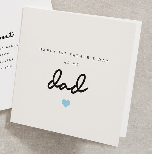 Happy 1st Fathers Day As My Dad Card, Dad First Fathers Day Card, Blue Heart Daddy Card, Cute Fathers Day Gift From The Bump, Daughter FD082