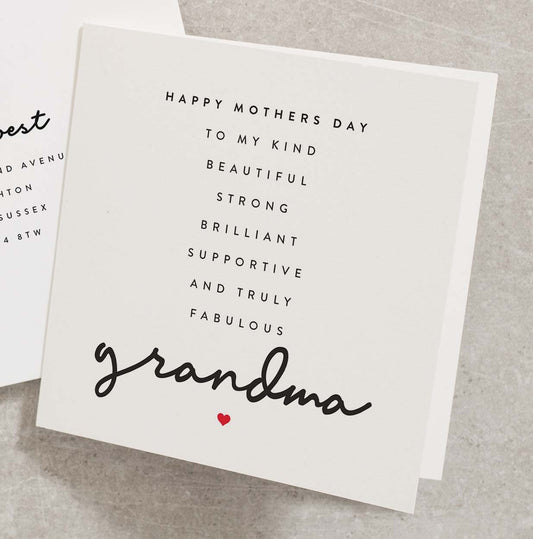 Grandma Mothers Day Card, Mothers Day Card For Grandma, Happy Mothers Day Grandma Card, Cute Mothers Day Card for Grandma MD057