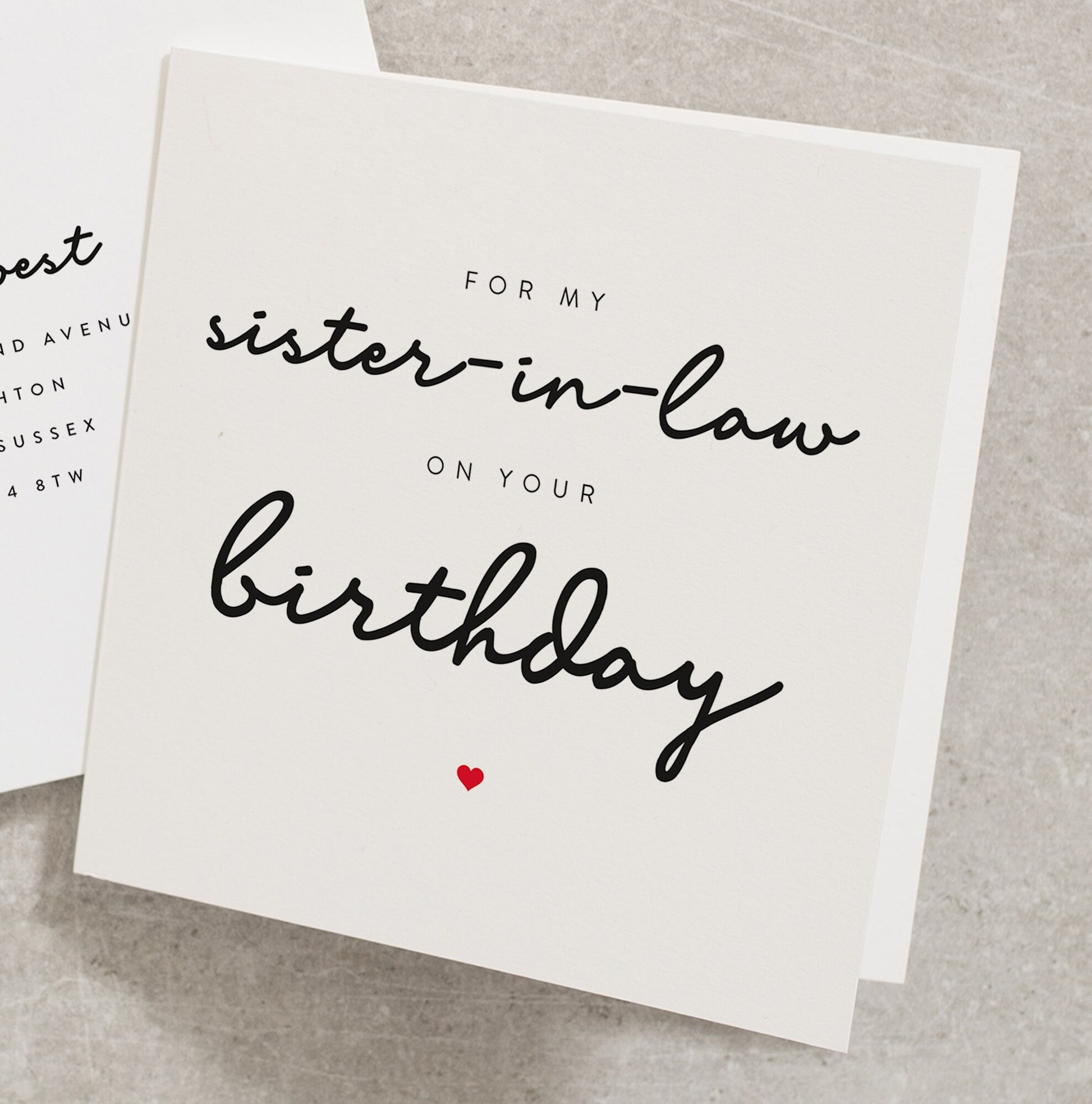 Sister In Law Birthday Card, For My Sister In Law On Your Birthday, Personalised Birthday Card For Sister In Laws, Sister In Law Card BC191