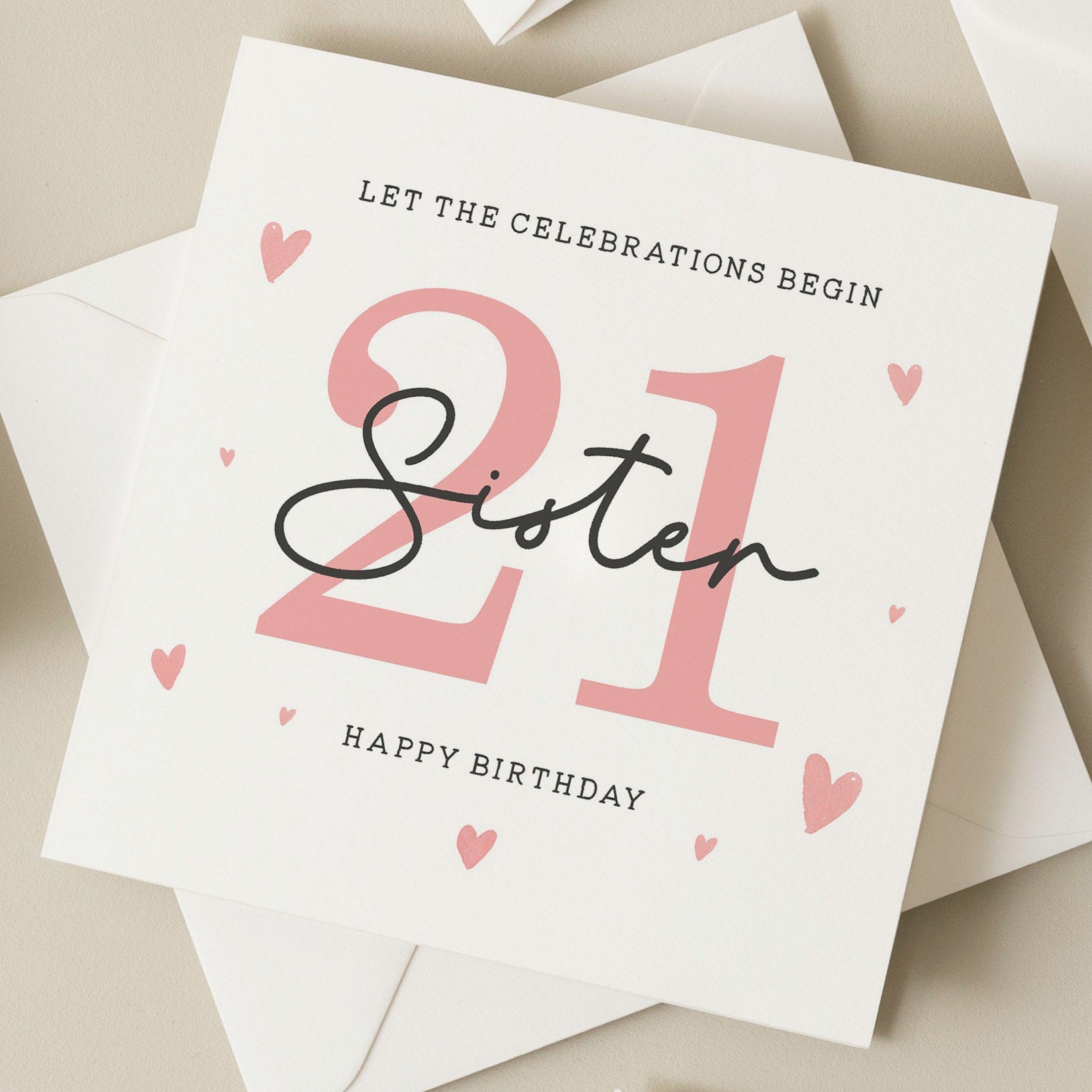 21st Birthday Sister Card, Birthday Card For Sister, 21st Birthday Gift For Sister, Twenty First Card For Sister, Sister Birthday Gift