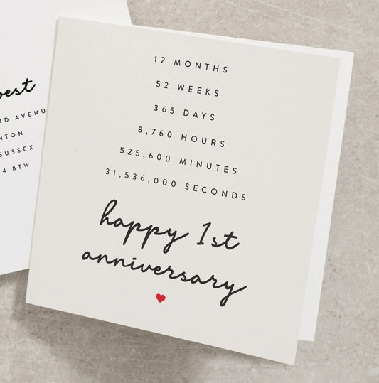 Happy 1st Anniversary Card With Poem, Boyfriend 1st Anniversary Card, Girlfriend First Anniversary Card, 1st Anniversary Card For Wife AN123