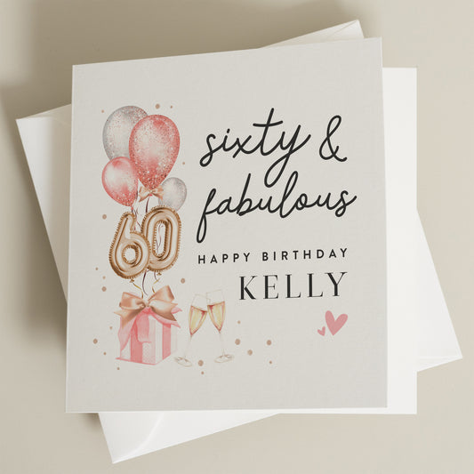 Personalised 60th Birthday Card For Friend, Sixtieth Birthday Mum Card, Happy Birthday Mum, 60th Birthday Gift, Mother, Grandma, Nan, Sister