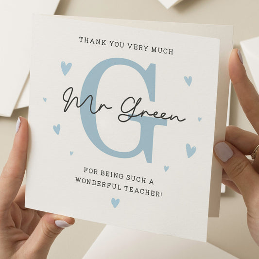 Personalised Teacher Card, Teacher Thank You Card, Thank You For Being A Wonderful Teacher, End of Term Card For Teacher, End Of School Gift