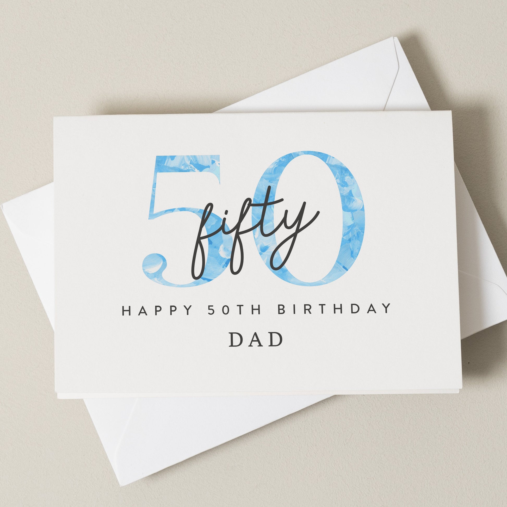 50th Birthday Card For Dad, Fiftieth Personalised Card For Him, Milestone Birthday For Brother, Uncle Or Husband, Fifty Today Card