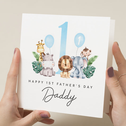 Cute 1st Fathers Day Card, Animal First Father&#39;s Day As My Dad Card, Baby Boy First Fathers Day Card, First Fathers Day Gift, From Son