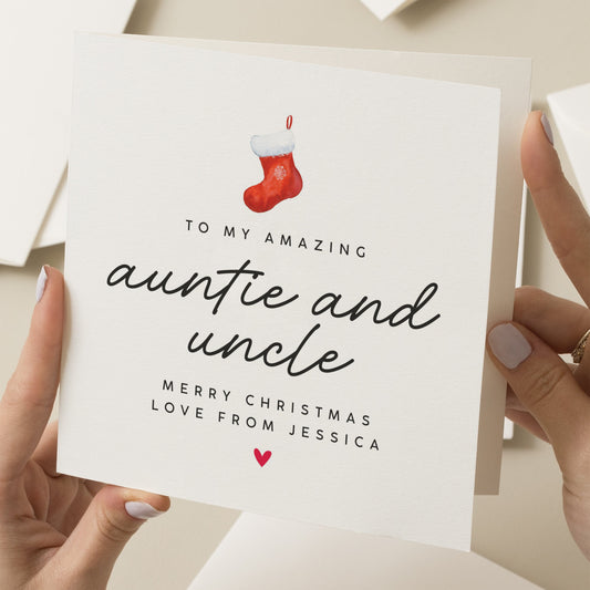 Happy Christmas Auntie And Uncle, Personalised Christmas Card For Auntie and Uncle, Xmas Card, Aunt And Uncle Christmas Gift