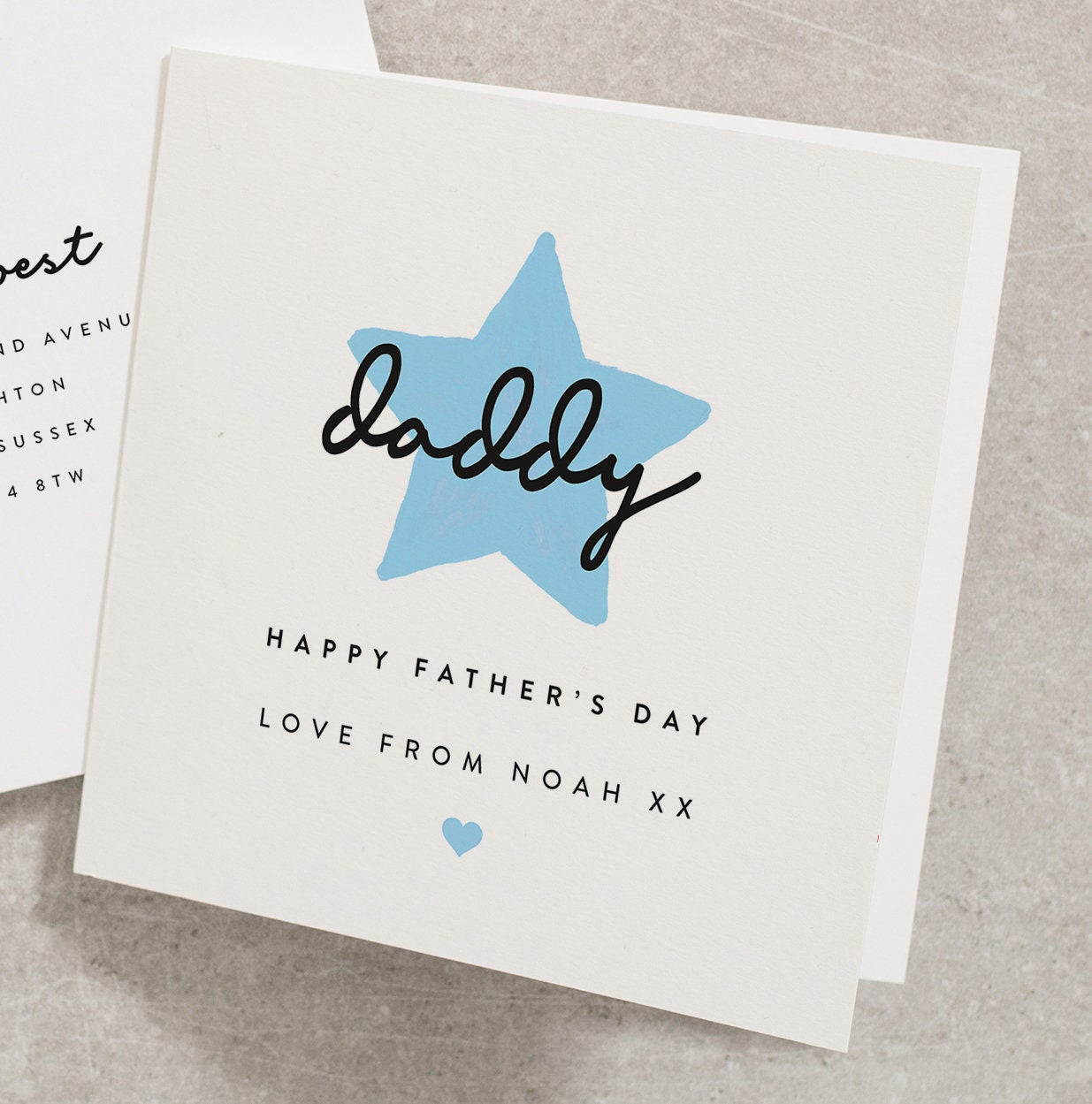 Daddy Fathers Day Card, Cute Dad You&#39;re A Star Card, Baby Blue Fathers Day Card For Dad, Custom Dad Card From Kids, Card For Parent FD092