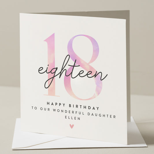 Personalised 18th Birthday Card Daughter, 18th Birthday Card For Granddaughter, 18th Birthday Gift Girl, 18th Card For Her, Sister, Friend