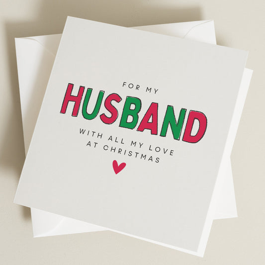 Husband Christmas Card, Personalised Christmas Card, To My Husband on Christmas, Romantic Hubby Christmas Card, Christmas Card For Him