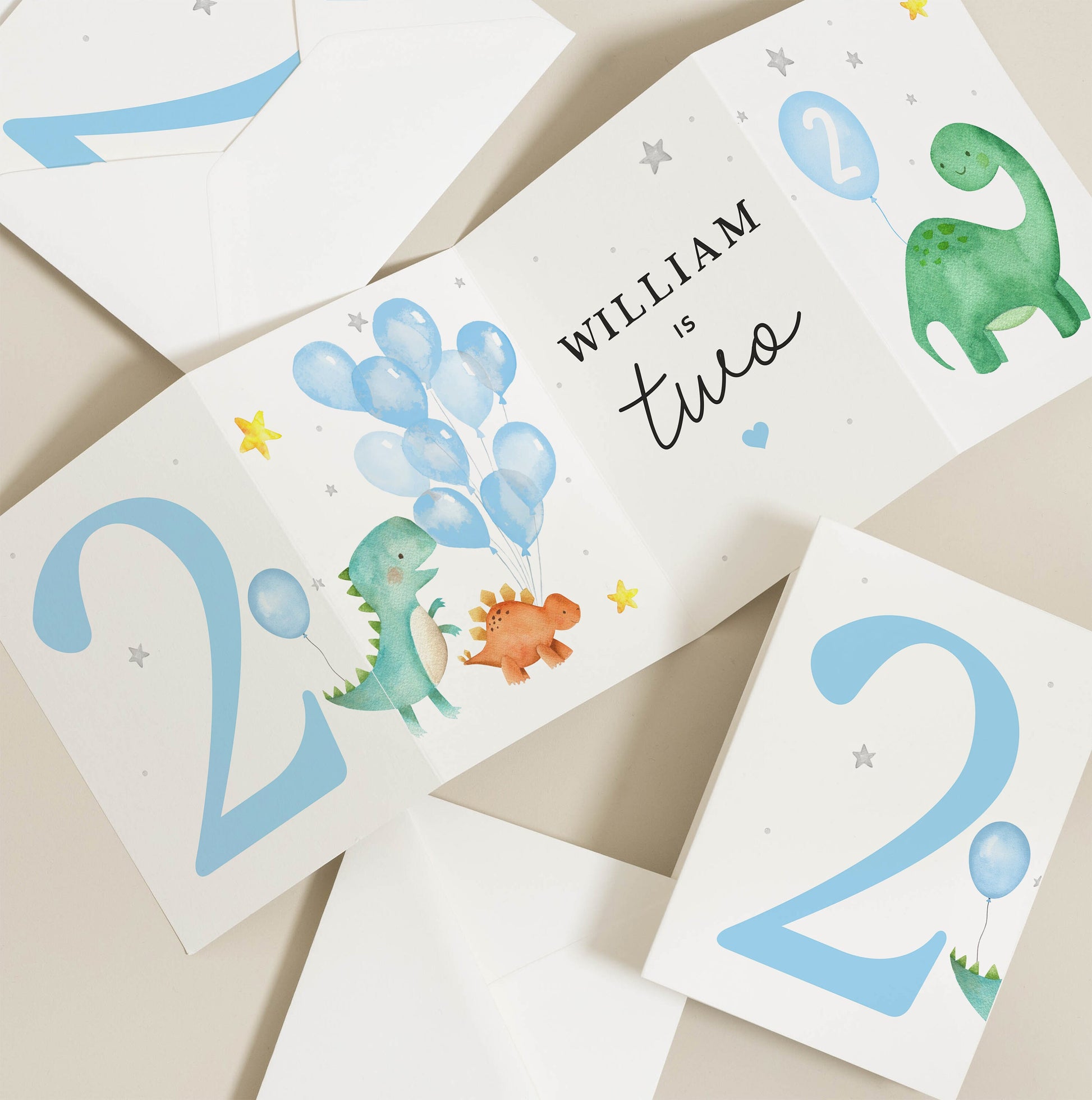 Grandson Birthday Card, Dinosaur 2nd Birthday Card For Boy, Nephew 2nd Birthday Card, 2nd Birthday Card, Cute Dinosaur Card