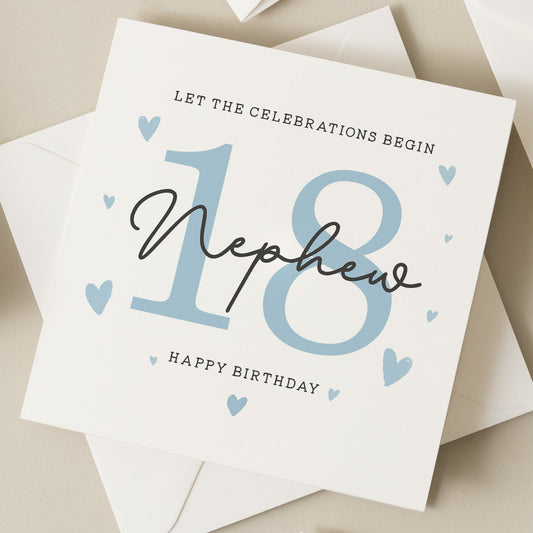 Birthday Nephew Card, 18th Birthday Card For Nephew, Nephew 18th Birthday Gift, Eighteenth Birthday Card For Him, 18th Milestone Birthday