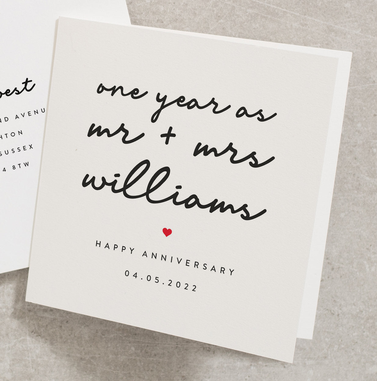 Happy First Anniversary As Newly Married Card, Happy Anniversary As Mr and Mrs Card, Personalised Anniversary Card For Husband Card AN131