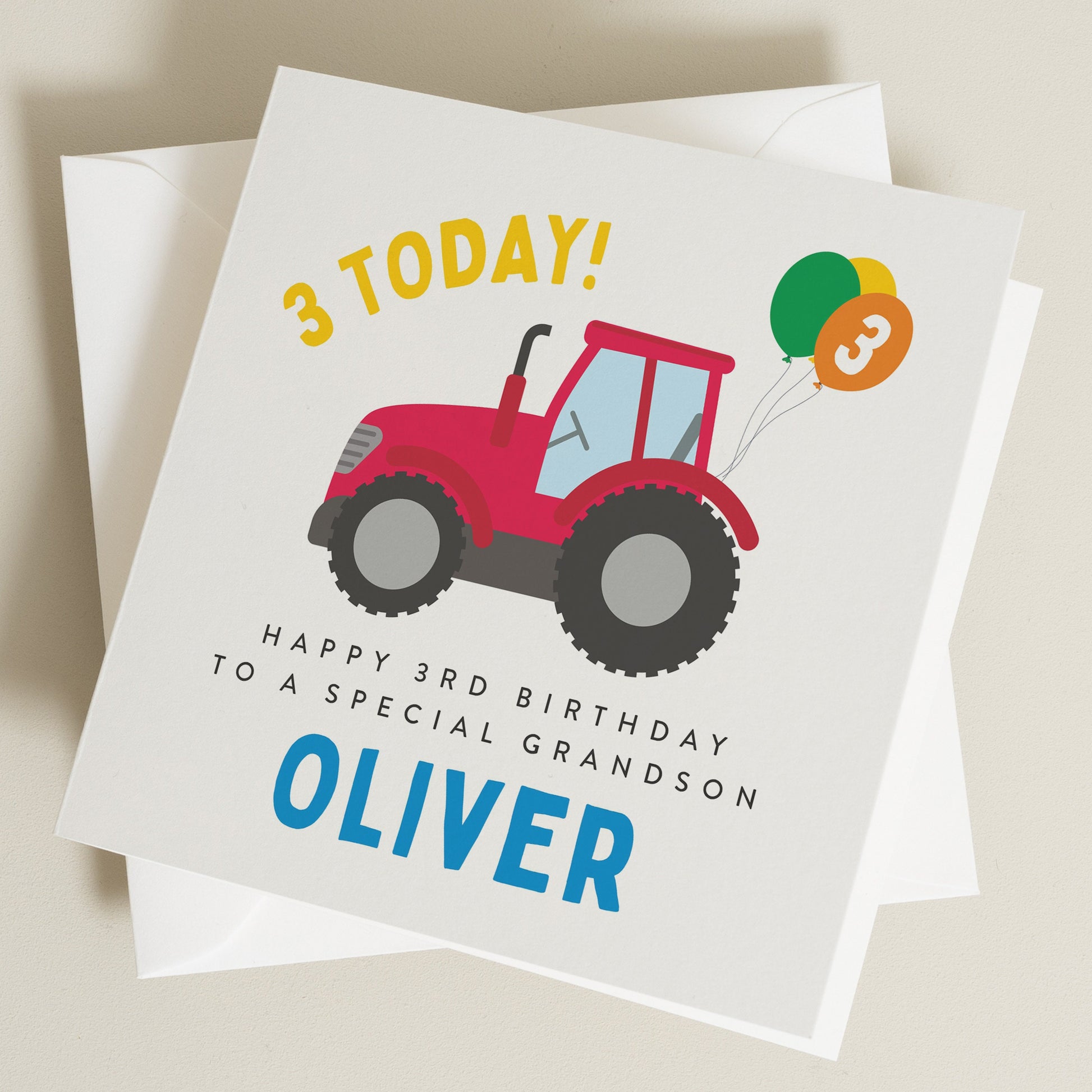 Happy 3rd Birthday Card For Grandson, 3rd Birthday Card, Grandson 3rd Birthday Card, Tractor Birthday Card, Birthday Card For Child BC1250