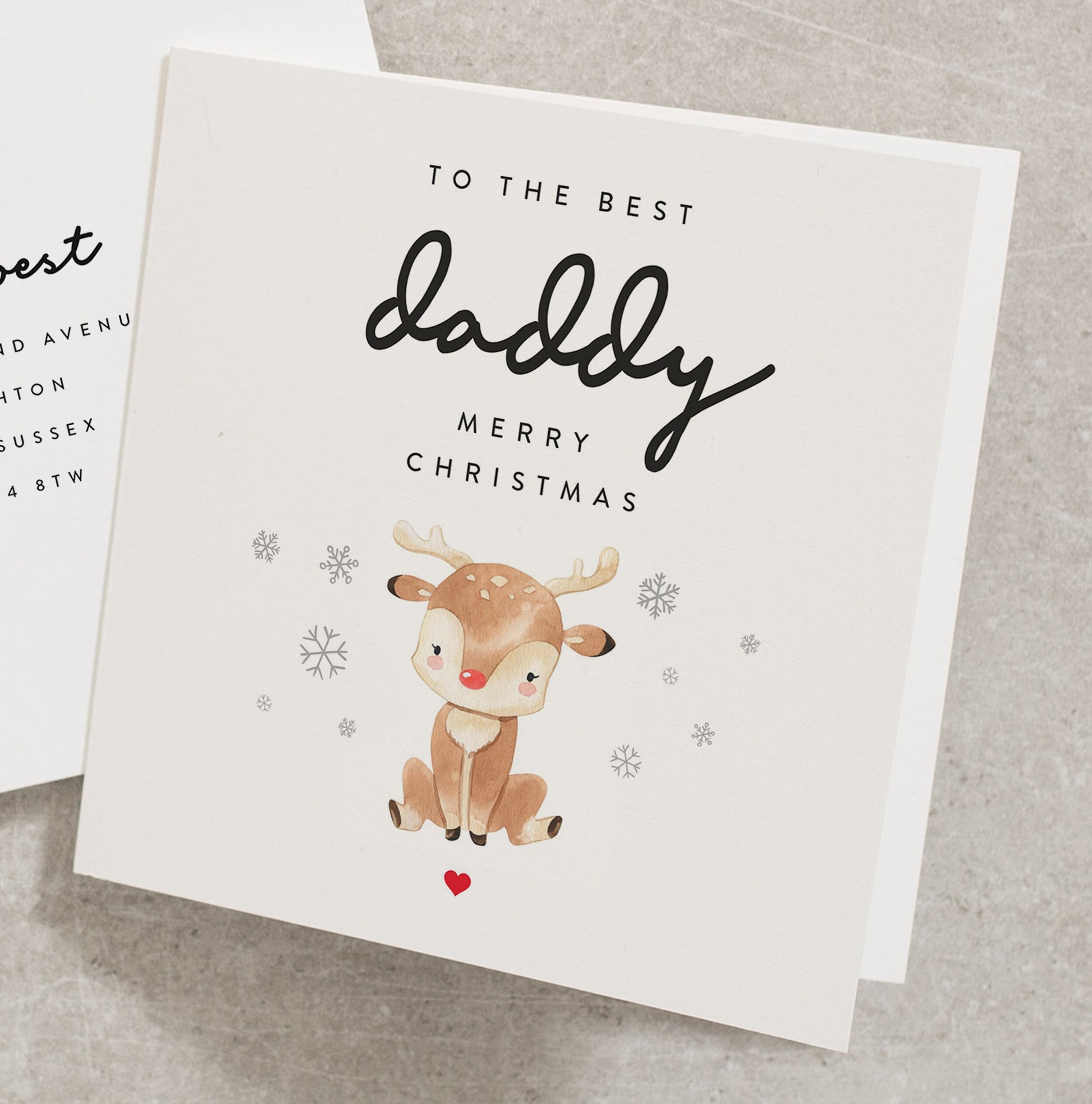 Cute Reindeer Merry Christmas Daddy Card, From Son, From Daughter, For Him Xmas Card, From The Kids, To The Best Daddy Xmas Card CC576