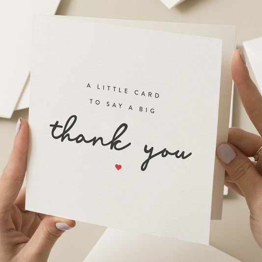 Simple Thank You Card, Little Card To Say A Big Thank You, Supportive Card For Friend, Sister, Mum, Dad, Best Friend Thank You Card