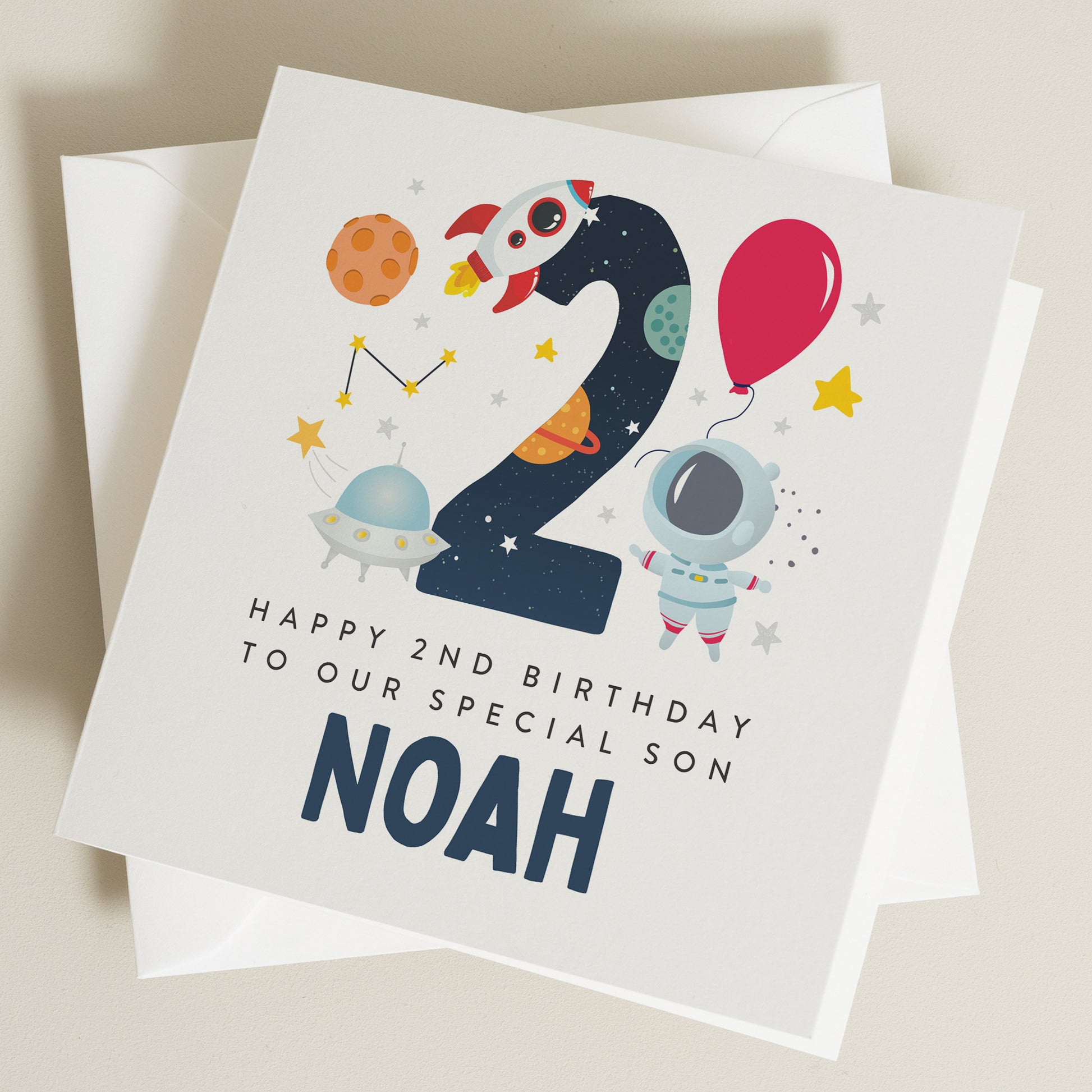 Happy 2nd Birthday Card, 2nd Birthday Card For Son, Son 2nd Birthday Card, Personalised 2nd Birthday Card For Son, Son Birthday Card BC1254