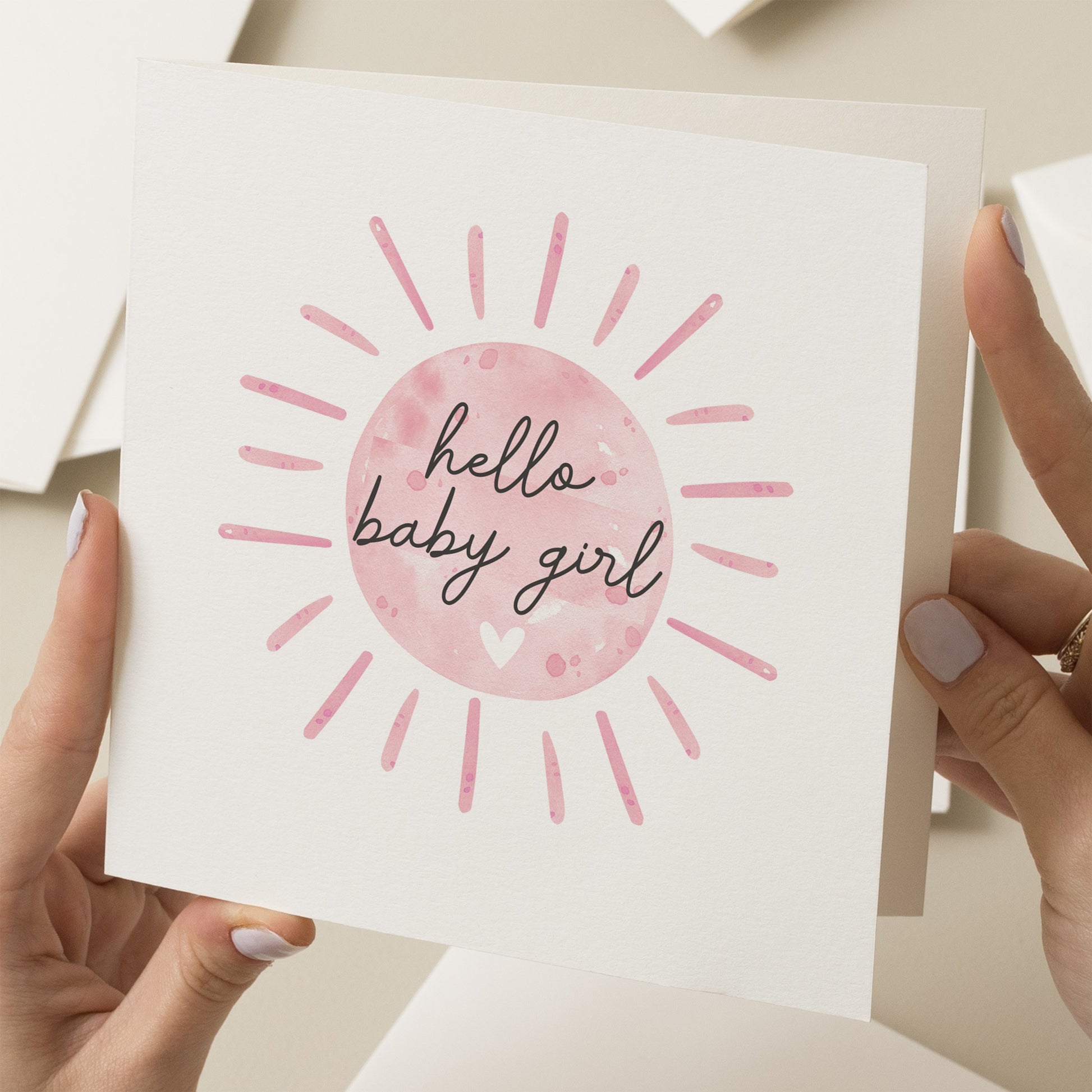 New Baby Card For Granddaughter, New Baby Girl, Card for Niece, Newborn Baby Welcome Card, Hello Baby Girl