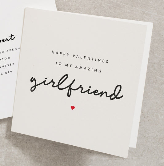 Girlfriend Valentines Day Card, Happy Valentines to my Amazing Girlfriend, Valentines Card for Her, Simple Valentines Card, Girlfriend VC045