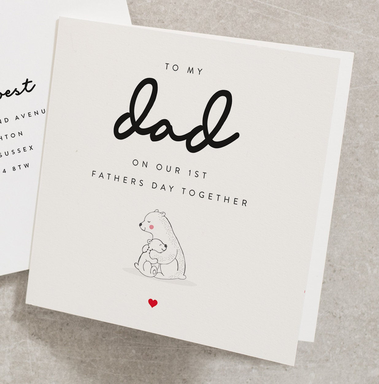 1st Fathers Day Card For Dad, Personalised Father&#39;s Day Card For Daddy, Card From Daughter, Son, Cute Bear Fathers Day Card For Him FD063