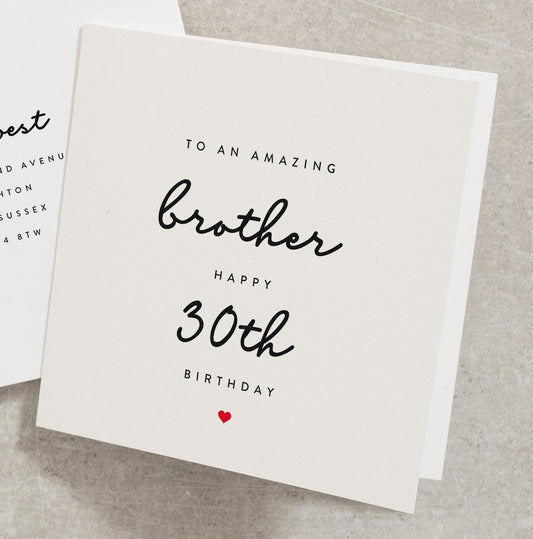 Brother 30th Birthday Card, To An Amazing Brother, Happy 30th Birthday, 30th Birthday Card For Brother, Brother 30th Card BC485