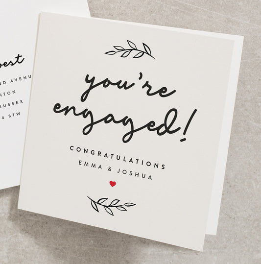 You&#39;re Engaged Engagement Card, Congratulations On Your Engagement Card, Personalised Engagement Card, Couple Engagement Card EN047