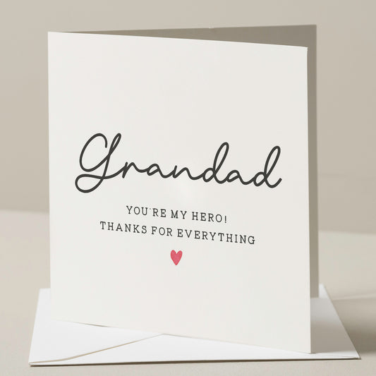 Cute Fathers Day Card For Grandad, Fathers Day Gifts From Grandchild, Thank you Fathers Day Card, Grandpa Fathers Day Card, My Hero Grandad