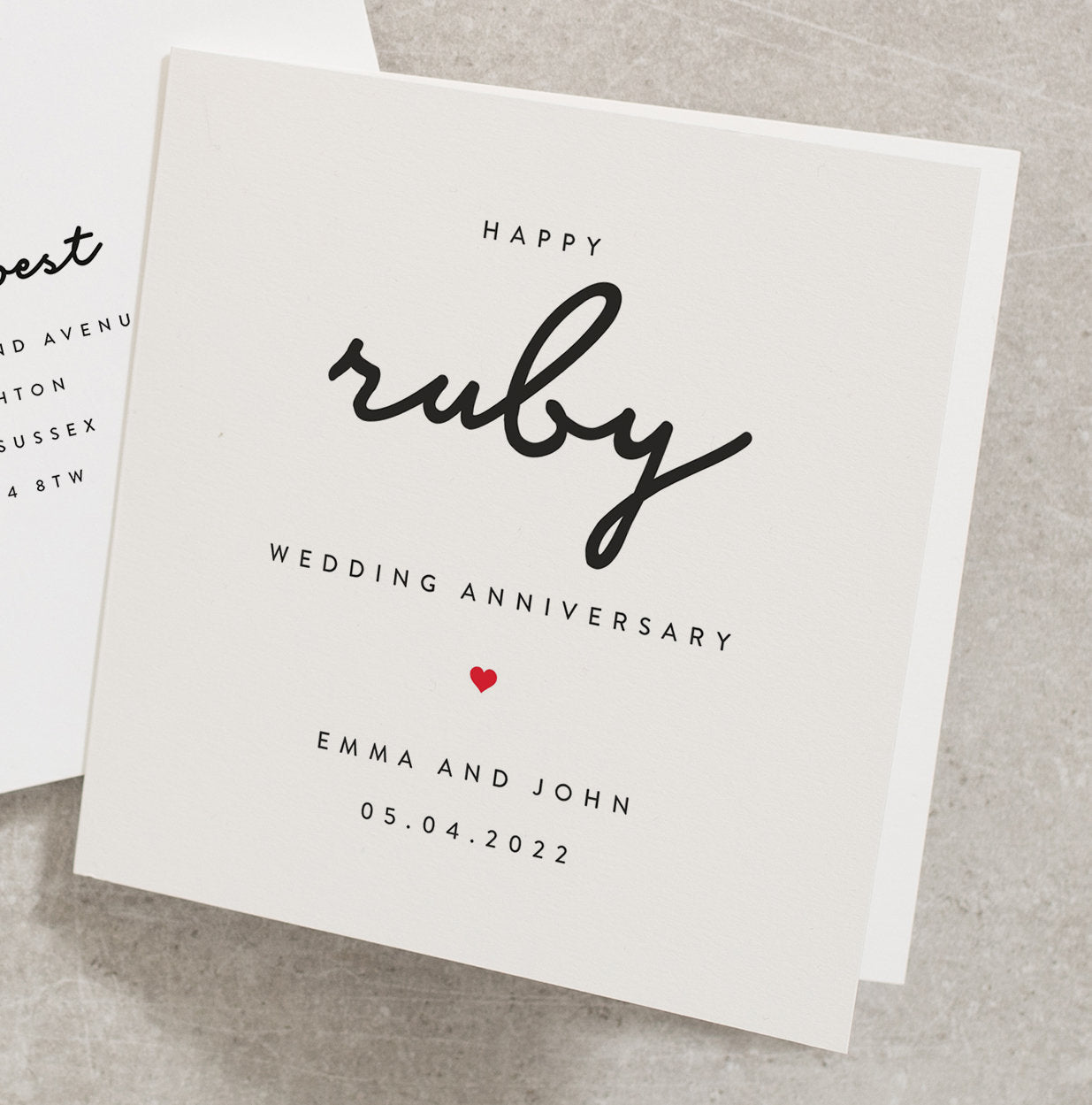 Ruby Anniversary Card, Personalised Happy Anniversary Card For Husband, Wife Anniversary Card, Happy Ruby Anniversary Card AN142