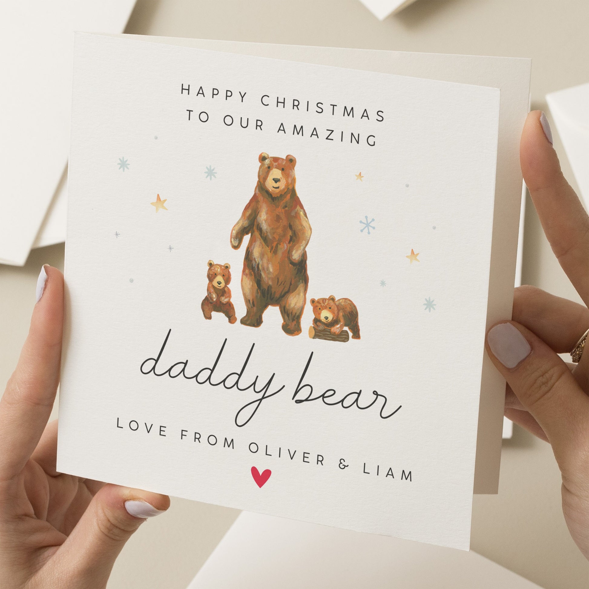 Custom Christmas Card For Dad, Christmas Card To Daddy, Christmas Card To Daddy, Amazing Dad Card, Xmas Card New Dad, Christmas Bear