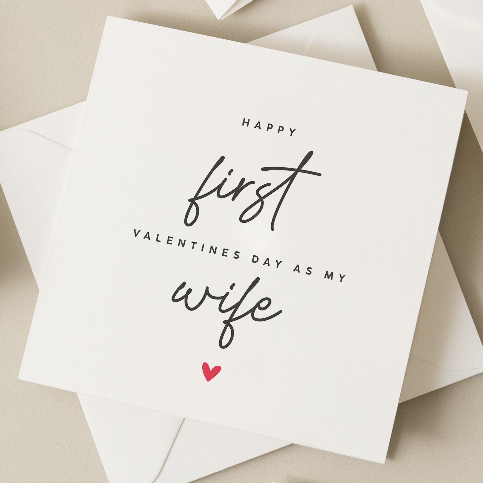 First Valentine&#39;s Day As Wife, For Wife On First Valentines, Romantic Valentines Day Card for Her, Valentine&#39;s Day Gift For Wife