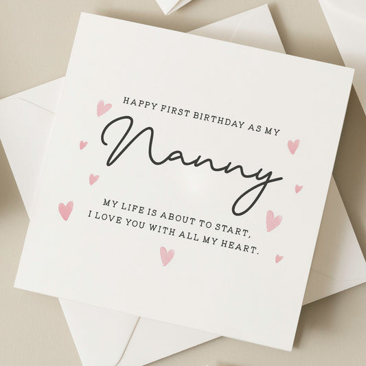 First Birthday As My Nanny Card, Nanny First Birthday Card, 1st Birthday As Grandma Card, Cute Birthday Card For Grandma, Nanna