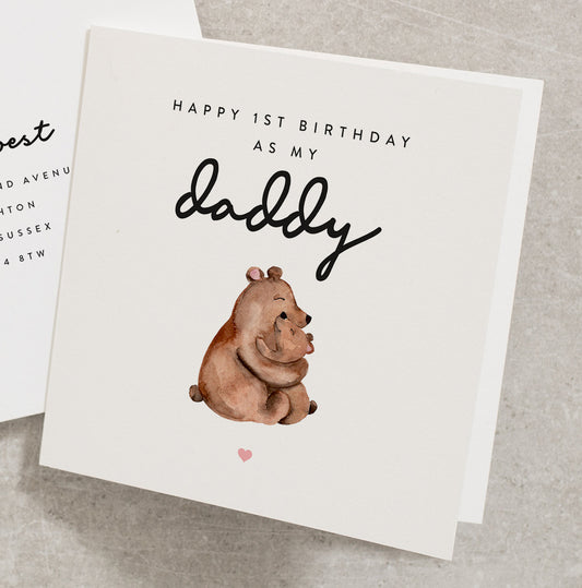 Happy 1st Birthday As My Daddy, Woodland Birthday Card, For Daddy, 1st First Birthday Card For Daddy, Cute Birthday Card, For Dad BC861