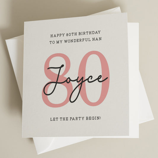 Personalised 80th Birthday Grandma Card, Card For Nan, Birthday Gift For Nan, For Her, 80th Birthday Gift To Nan, Grandma Milestone Birthday