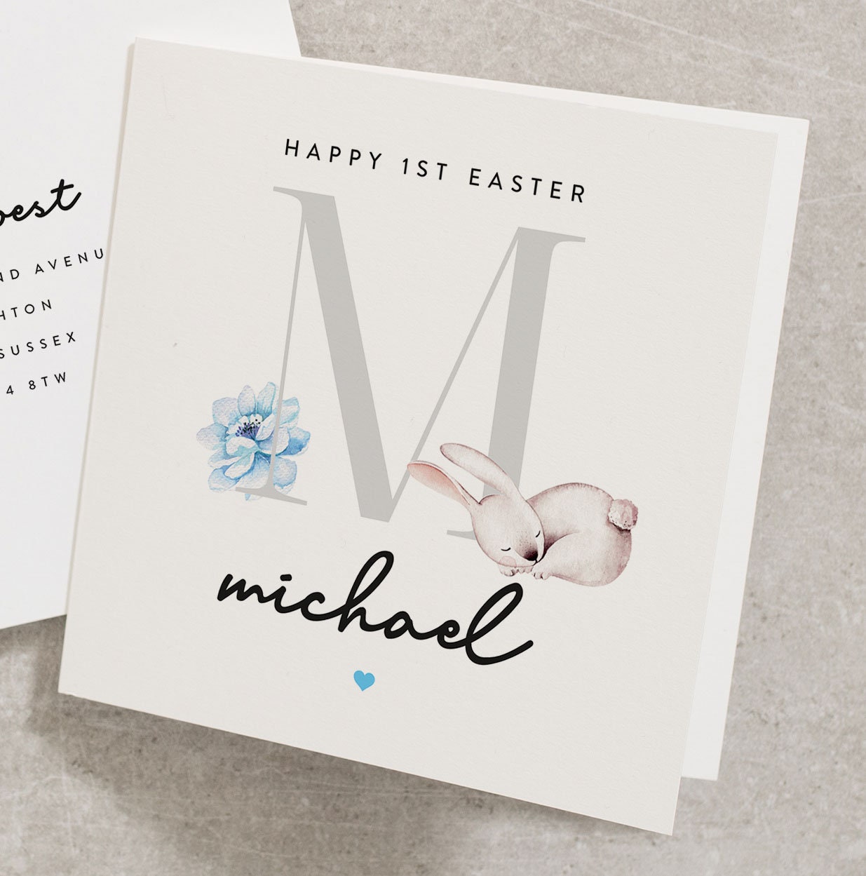 Happy First Easter Card For Son, Easter Card Boy, Card For Baby, Personalised Easter Card With Any Name, Blue Easter Card For Baby EC031