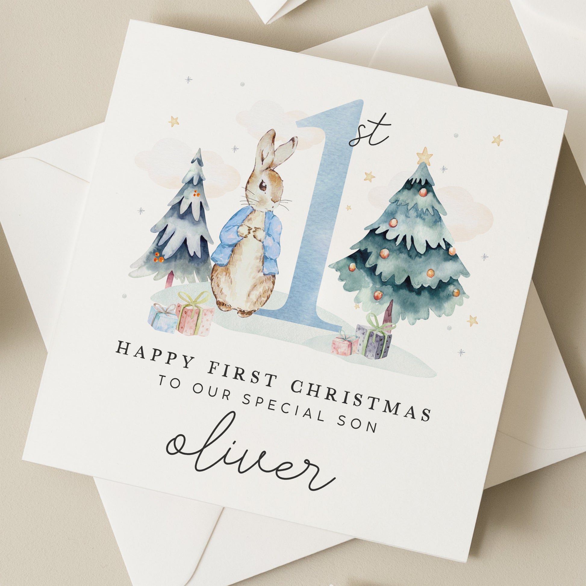 1st Christmas Card For Son, Son First Christmas Card For Boy, Merry Christmas To A Special Son, Personalised Christmas Card, Xmas, Gift