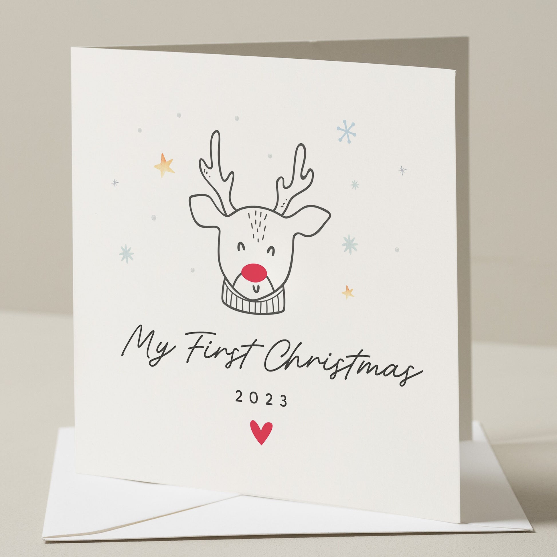 2023 1st Christmas Card, Baby First Christmas Card For Boy, First Xmas Card, Baby Boy, Baby Girl 1st Christmas Card, Reindeer, Xmas