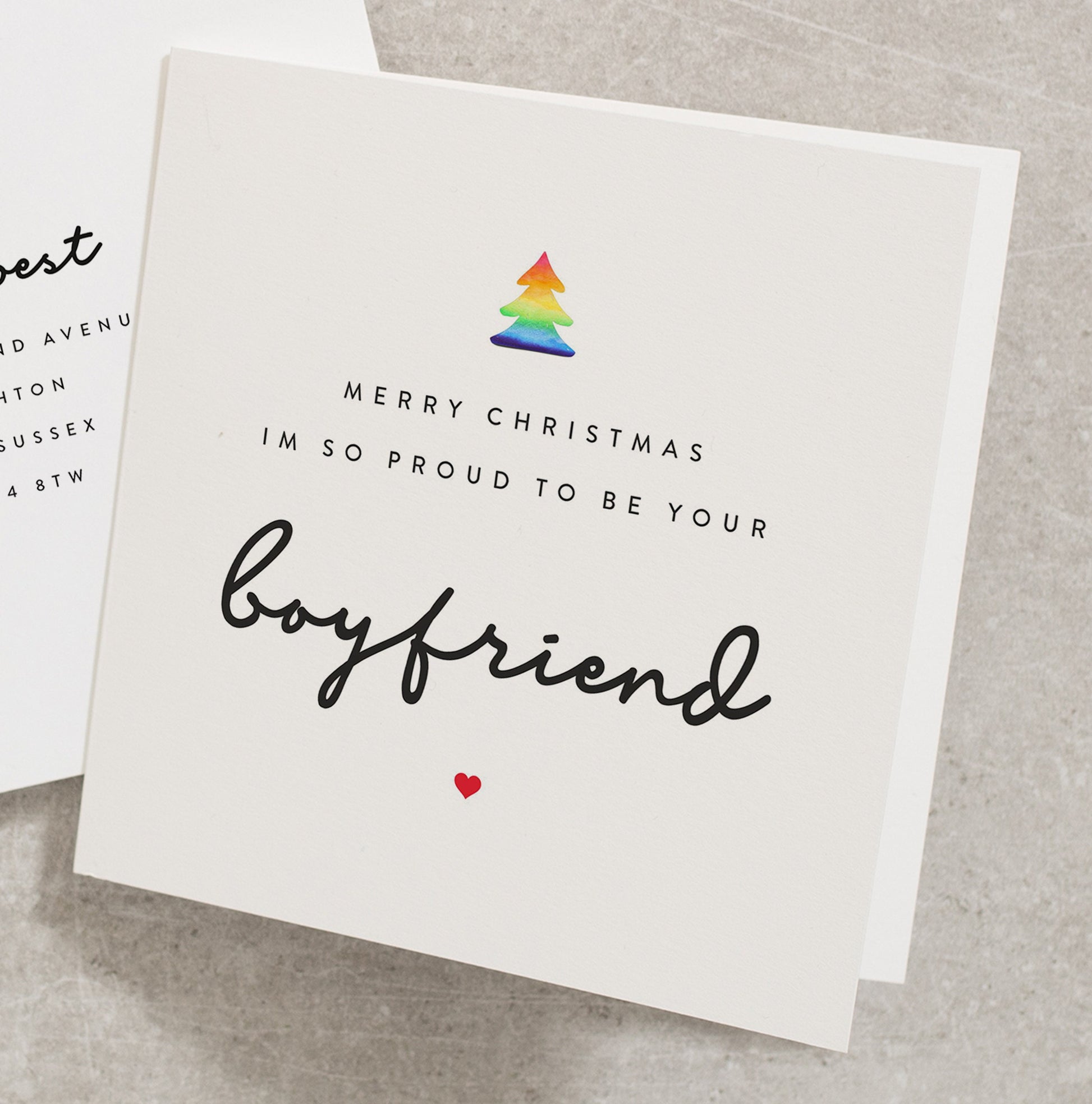 LGBT Rainbow Christmas Card, Proud to Be Your Boyfriend Card, Gay Christmas Card For Boyfriend, Christmas Card for Him, LGBT+ Card CC776