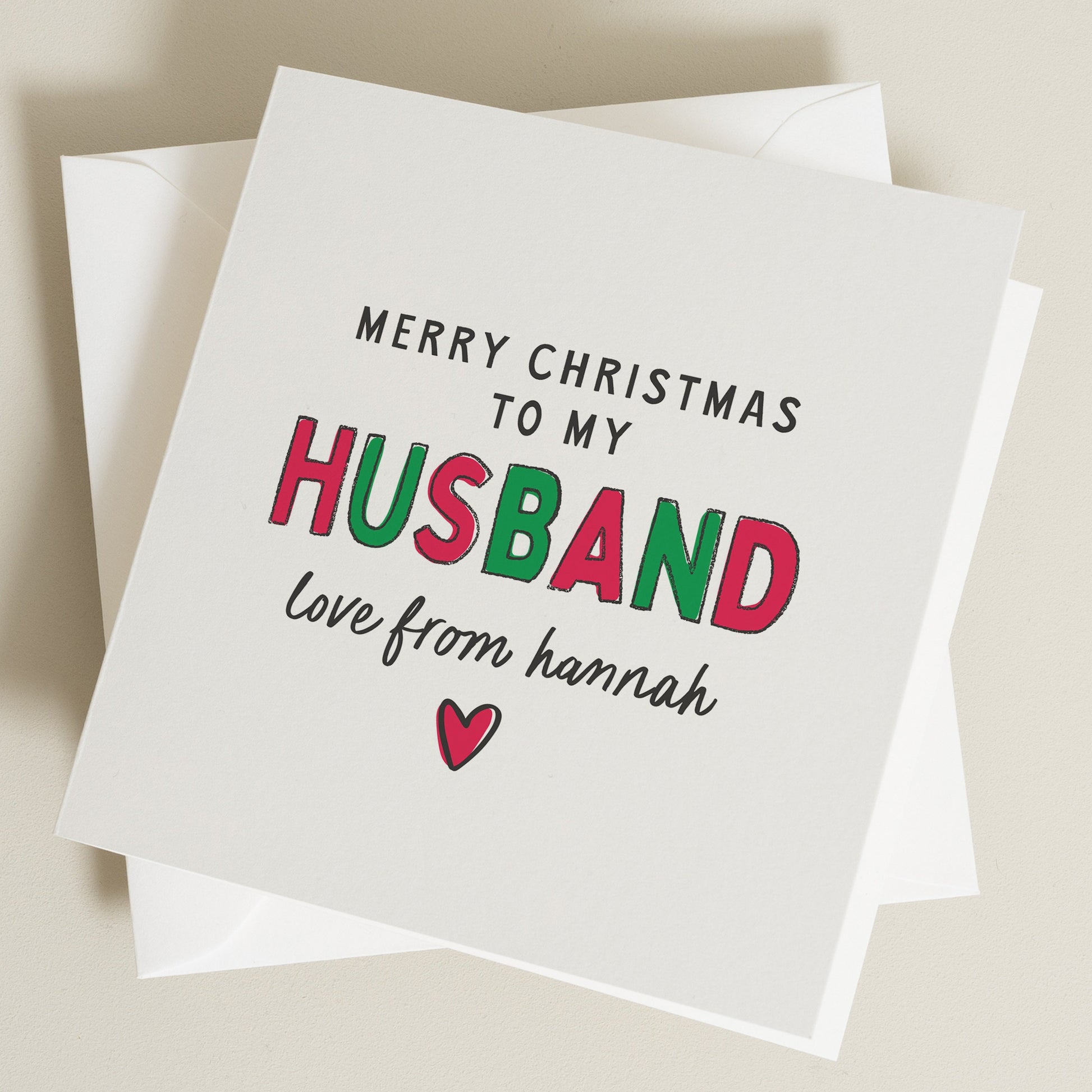 Husband Christmas Card, Personalised Christmas Card, To My Husband on Christmas, Romantic Hubby Christmas Card, Christmas Card For Him