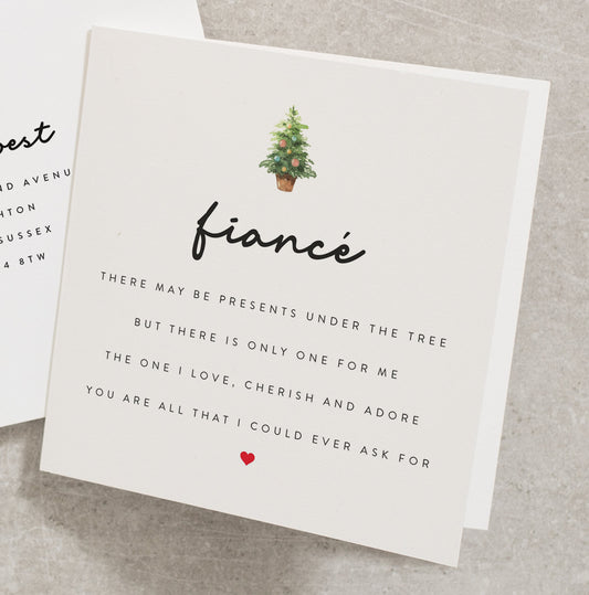 Merry Christmas For Fiancé, Christmas Fiancé Card With Poem, Christmas Card for him, Christmas Card from her, Xmas Card for Partner CC265