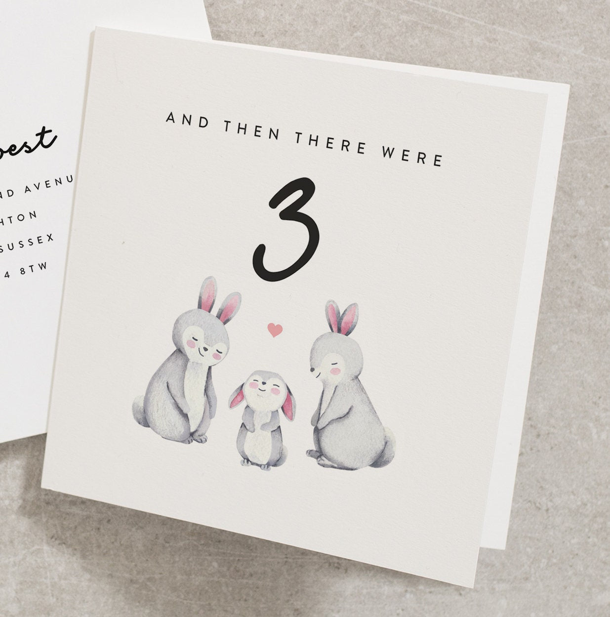 New Baby Card, And Then There Were Three, New Baby 3rd Family Member, Birth Card For Baby, Pregnancy Card, Baby Congratulations Card NB021