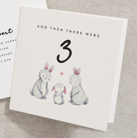 New Baby Card, And Then There Were Three, New Baby 3rd Family Member, Birth Card For Baby, Pregnancy Card, Baby Congratulations Card NB021