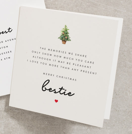 Bestie Christmas Card, Poem Christmas Card For Bestie, Merry Christmas To My Bestie Card, Best Friend Christmas Card CC472