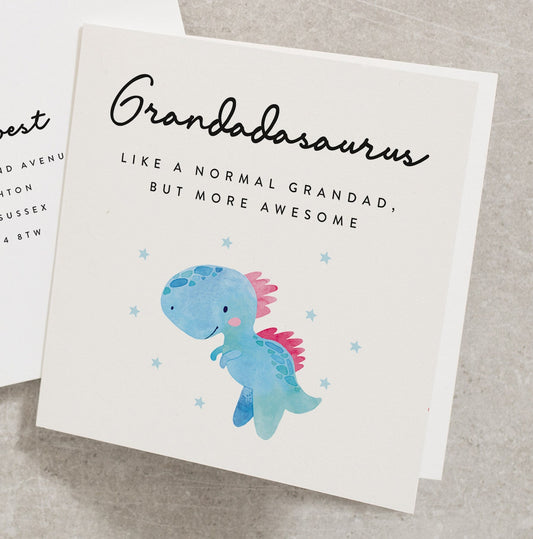 Grandad Dinosaur Card, Fathers Day Card For Grandad, Grandpa, Grandadasaurus, Birthday Card For Grandad From Grandson, Grandaughter FD051