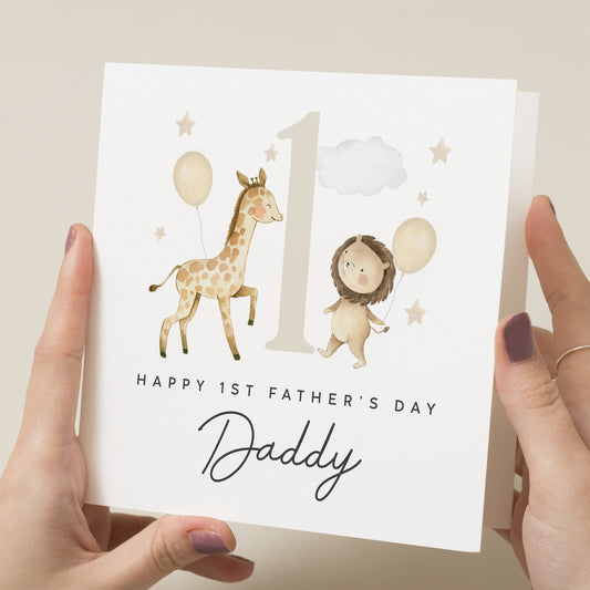 Animal First Father&#39;s Day As My Dad Card, Baby Boy First Fathers Day Card, Cute 1st Fathers Day Card,  First Fathers Day Gift, From Son