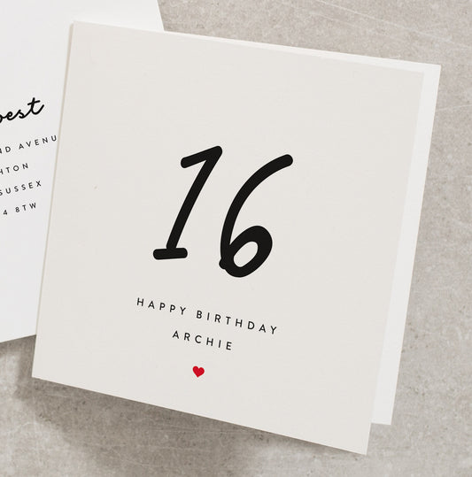 Simple Birthday Card, Happy Birthday Card, Birthday 16th Birthday, Personalised Birthday Card, 16, 17, 18, Any Age, Any Name BC384