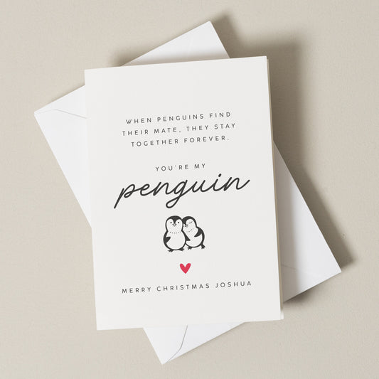 Boyfriend Christmas Card, Christmas Card For Husband, Xmas Card Partner, Christmas Card For Him, Man Christmas Card, Special Card, Penguin